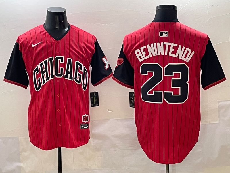 Men Chicago White Sox #23 Benintendi Red Stripe Joint Name 2025 Nike MLB Jersey style 5->chicago white sox->MLB Jersey